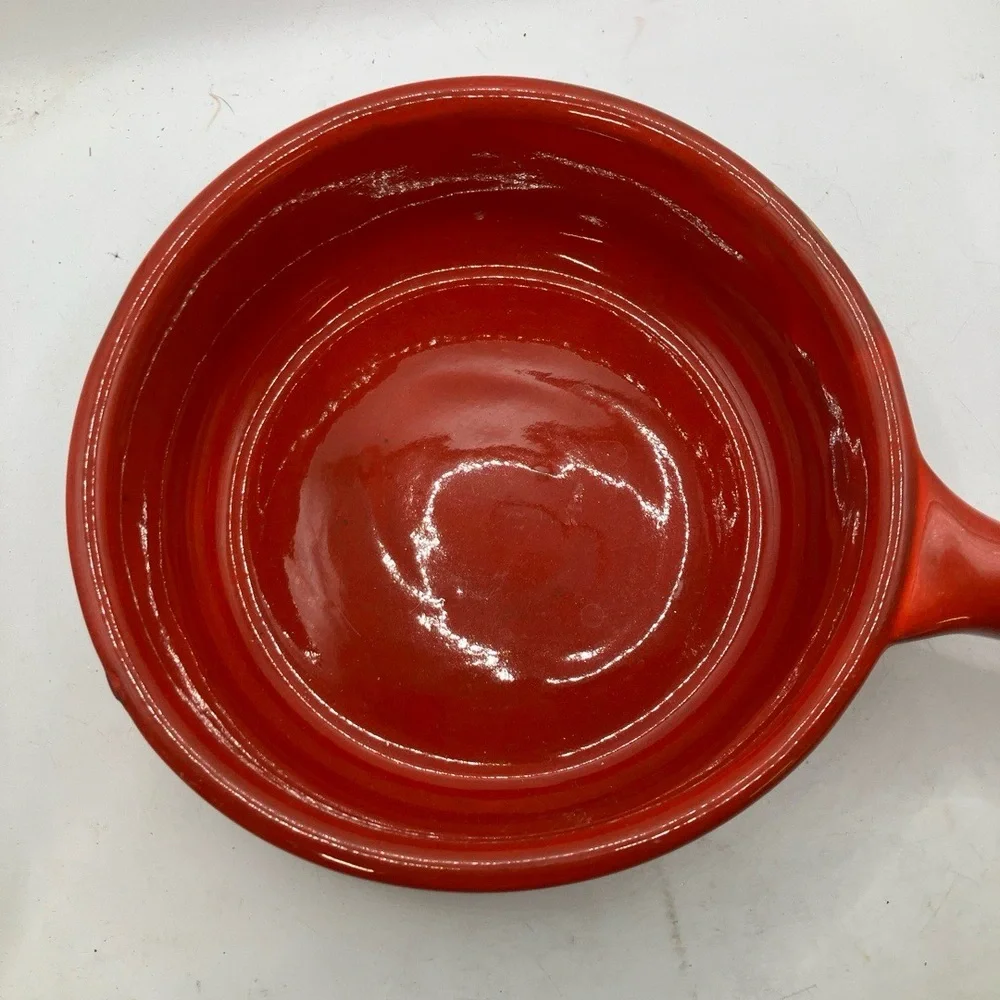 Cookware Casserole Dish Red Ceramic‎ Handle Pan Versatile Bakeware Vintage